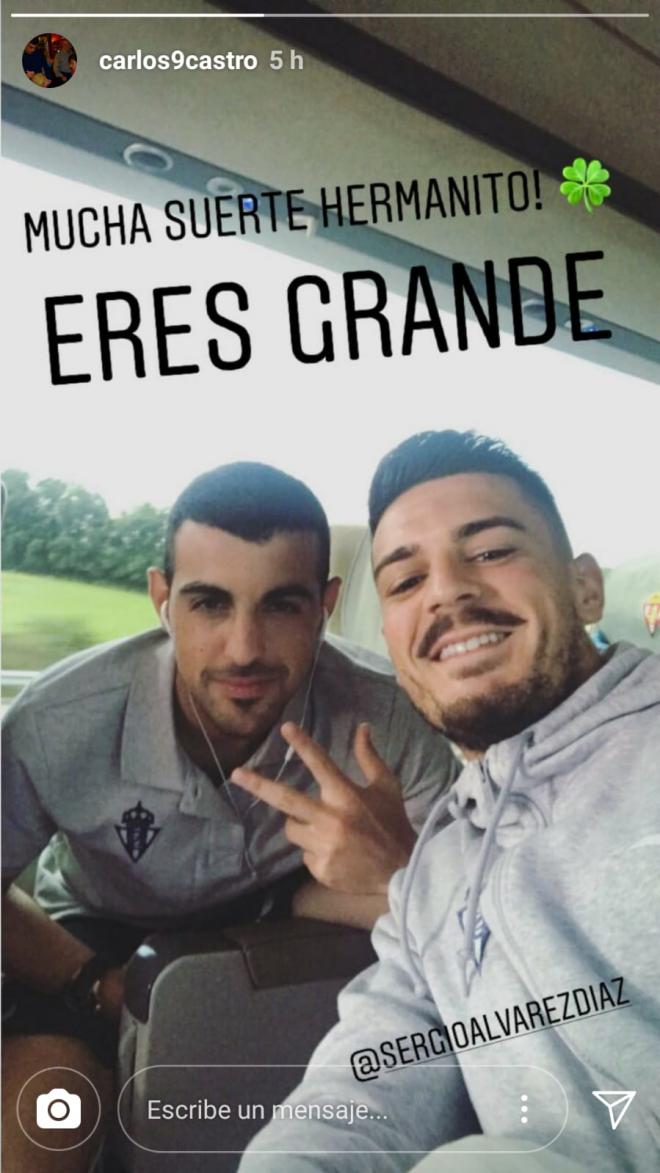 Carlos Castro desea suerte a Sergio Álvarez en su Instagram.
