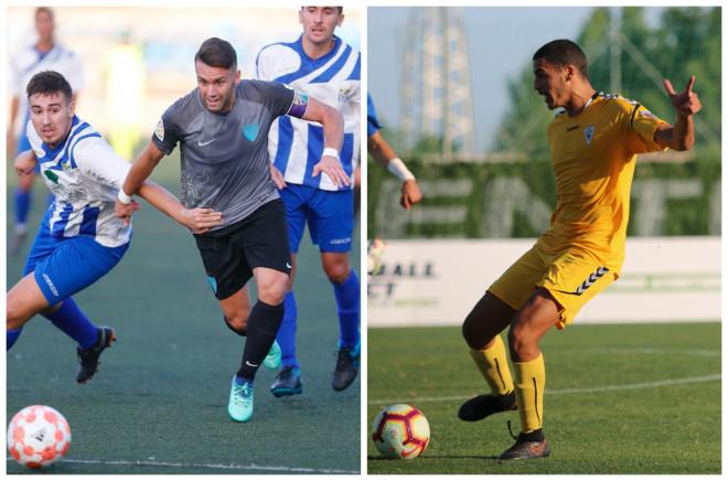 Alberto López, del Malagueño, y Hakim, del Marbella, en sendos amistoso.