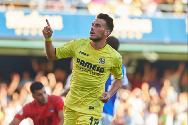 Sansone celebra un gol con el Villarreal.