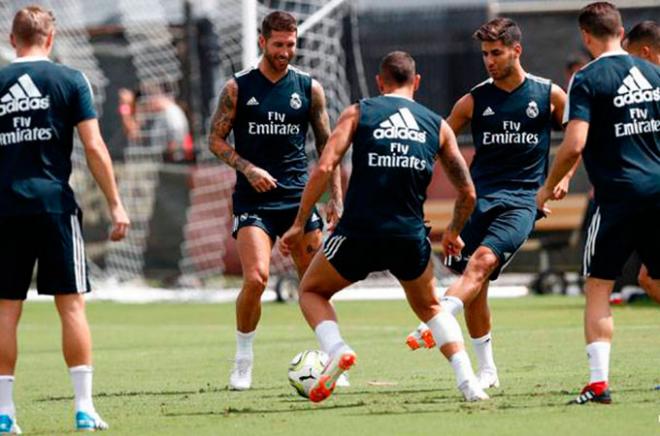 Sergio Ramos, en un entrenamiento del Real Madrid (Foto: Real Madrid).