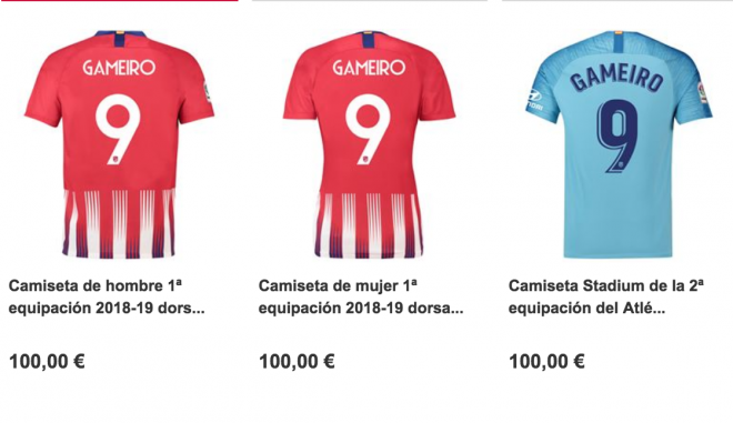 El Atlético ya vende la camiseta de Gameiro con el 9 a la espalda.