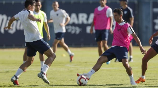 Héctor, en su primer entrenamiento (Foto:www.malagacf.com).