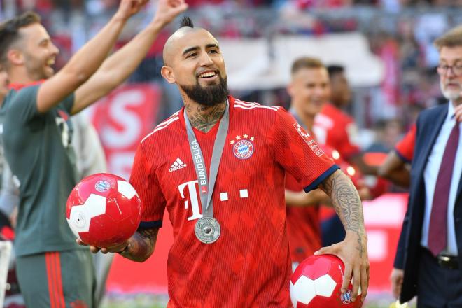 Arturo Vidal, en una celebración con el Bayern.