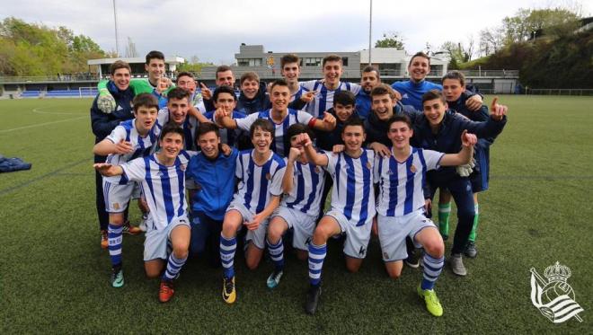 El Cadete de Liga Vasca txuri urdin que se proclamó campeón el pasado curso (Foto: Real Sociedad).