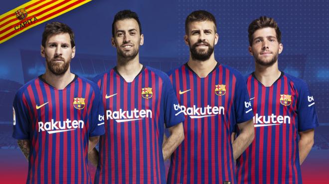 Los cuatro capitanes del Barça para la temporada 2018/19.