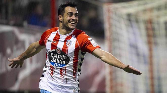 Joselu celebra un gol con el Lugo.