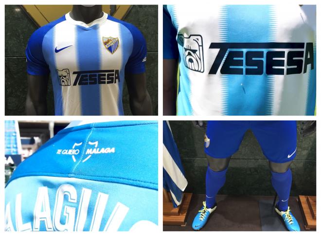 Algunos de los detalles de la nueva camiseta del Málaga.