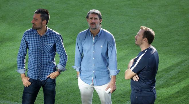 Juan Rodríguez, Caminero y Josemi, en el entrenamiento de este viernes.