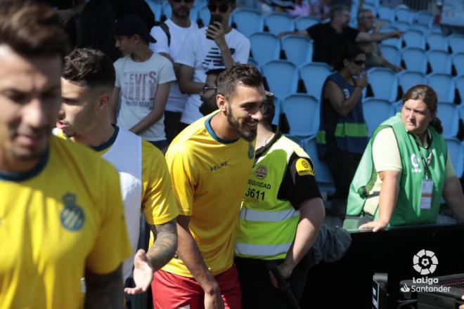 Borja Iglesias, sonriente en su regreso a Balaídos para jugar el Celta-Espanyol (Foto: LaLiga).