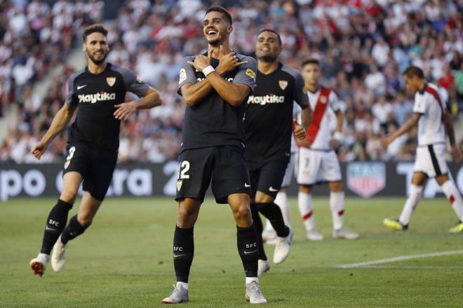 André Silva celebra un gol ante el Rayo Vallecano