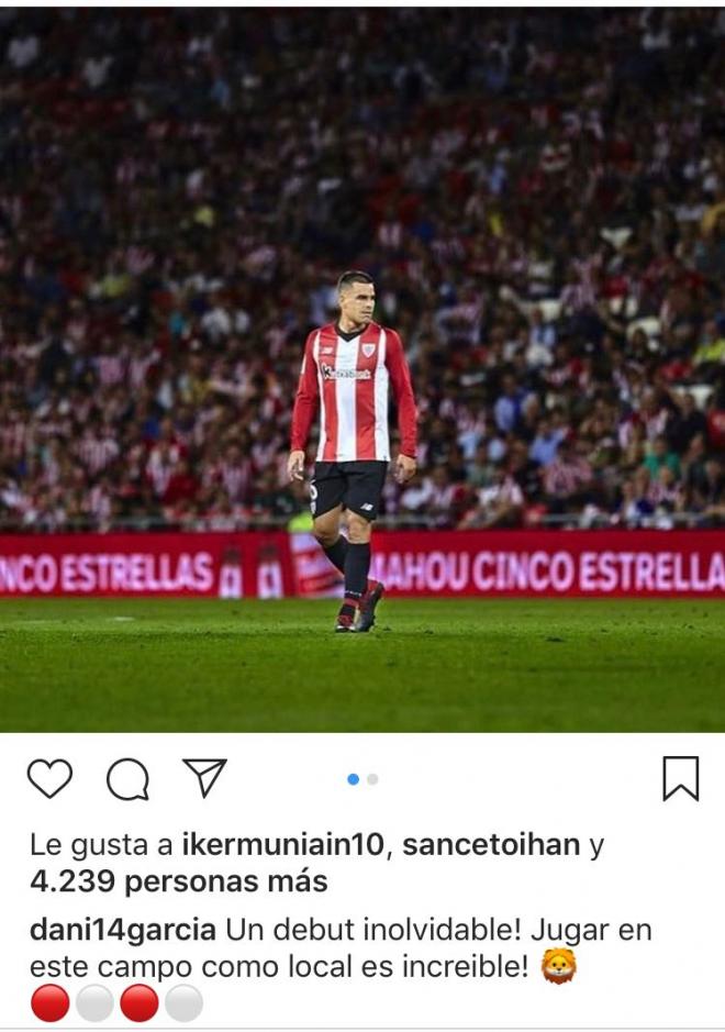 Dani García parece estar encantado con ser local en San Mamés. (Foto: instagram).