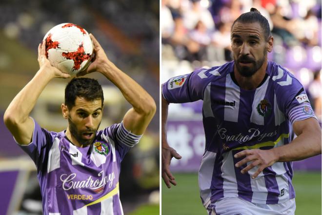 Javi Moyano y Borja Fernández, en partidos de la temporada pasada en el Estadio José Zorrilla.