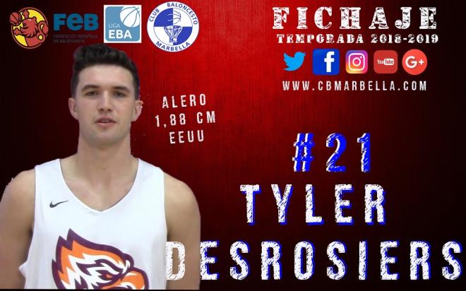 Tyler Desrosiers, nuevo jugador del CB Marbella.
