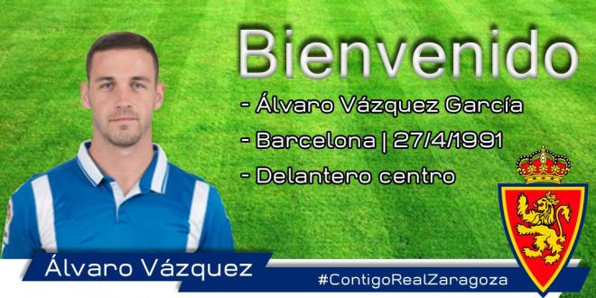 Álvaro Vázquez, nuevo jugador del Zaragoza.