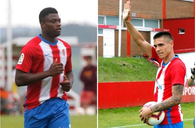 Neftali Manzambi y Uros Djurdjevic los encargados del gol en el Sporting de Gijón.