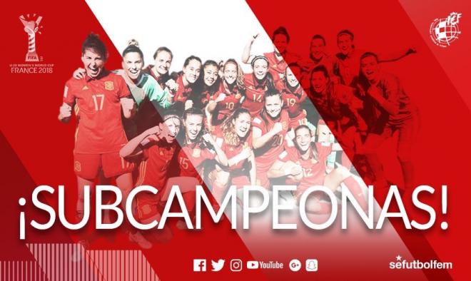 España subcampeona del mundial femenino sub-20 (Foto: Selección Española de Fútbol Femenino).