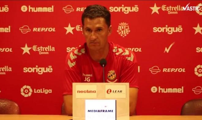 José Antonio Gordillo, entrenador del Nástic en sala de prensa (Foto: Nàstic).