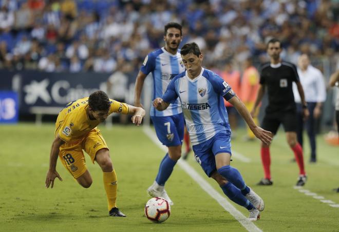 Ricca, en el duelo del Málaga ante el Alcorcón de este viernes.