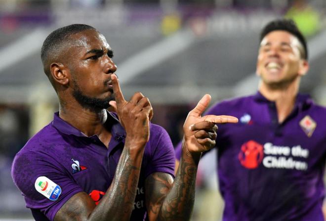 Gerson celebra un gol con la Fiorentina.