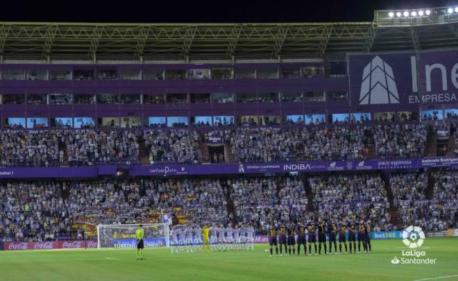Minuto de silencio en un partido en el Nuevo Estadio José Zorrilla.