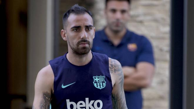 Alcácer, tras un entrenamiento con el Barcelona.