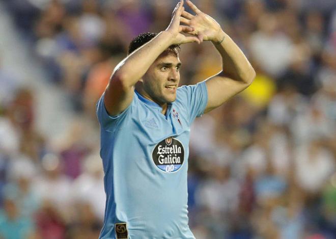 Maxi Gómez celebra su gol en el Ciutat de Valencia (Foto: LaLiga).