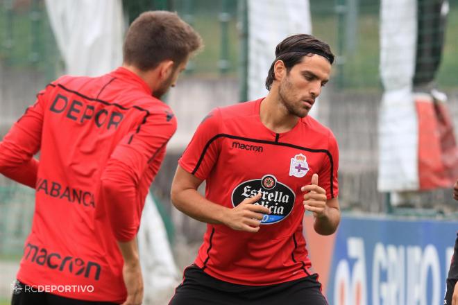 Michele Somma en su primer entrenamiento con el Dépor en Abegondo (Foto: RCD).