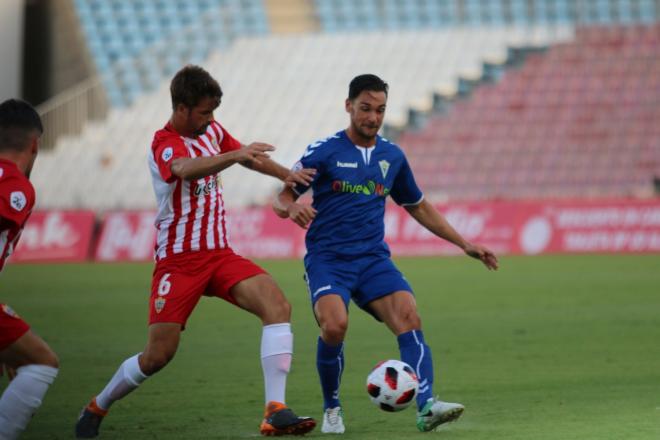 Javi Moreno, en el partido ante el Almería B.