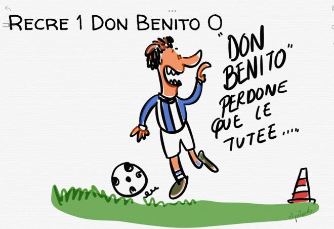 Toque de humor sobre el partido del Recre y el Don Benito. Viñeta: Elpetardo