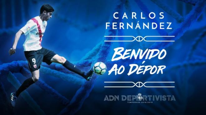 El anuncio del Deportivo sobre la cesión de Carlos Fernández.