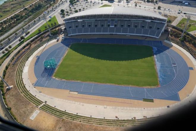 Vista aérea del estadio de atletismo Ciudad de Málaga.