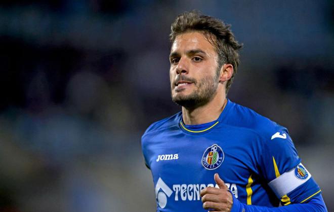 Pedro Léon, durante un partido con el Getafe CF.