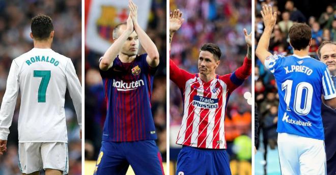 Las grandes despedidas en LaLiga en este mercado estival. Cristiano Ronaldo, Andrés Iniesta, Fernando Torres y Xabi Prieto.