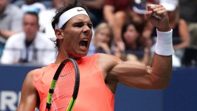 Nadal celebra una victoria en el US Open 2018.