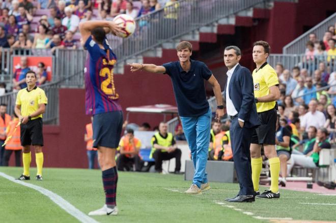 Valverde, durante el Barcelona-Huesca.