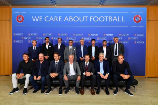 Los entrenadores presentes en el Foro de la UEFA.