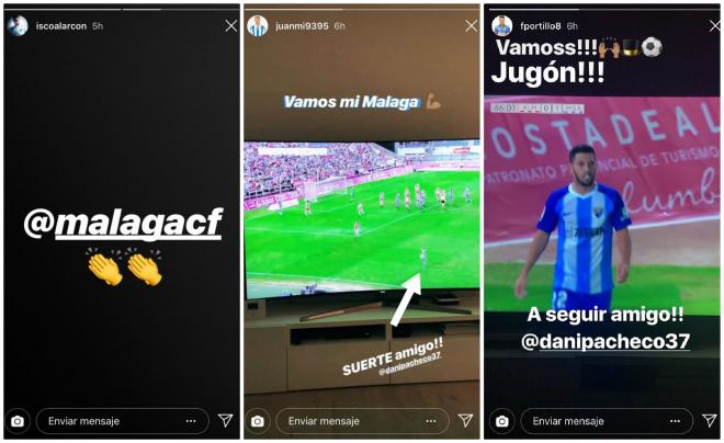 Los mensajes de Isco, Juanmi y Portillo en Instagram.