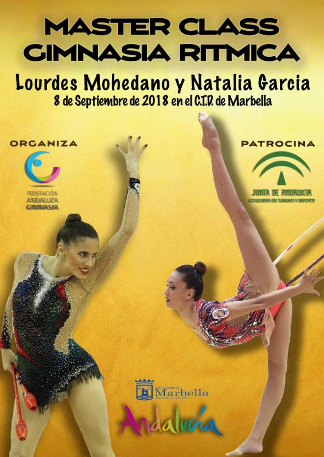 Cartel de la Master Class de Natalia García y Lourdes Mohedano en el CETD de Gimnasia Rítmica de Marbella el 8 de septiembre.