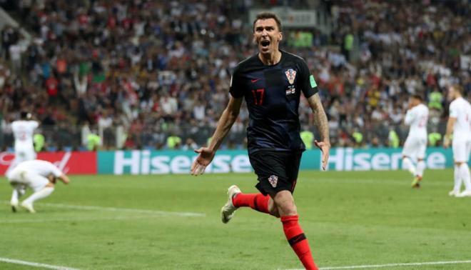 Mario Mandzukic celebra el gol ante Inglaterra que llevaba a Croacia a la final del Mundial de Rusia.