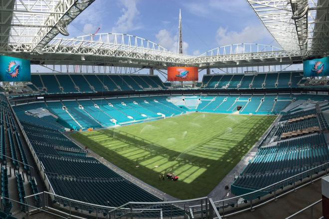 Estadio Hard Rock, sede de los Miami Dolphins, donde podría jugarse el Villarreal-Atlético de Madrid.