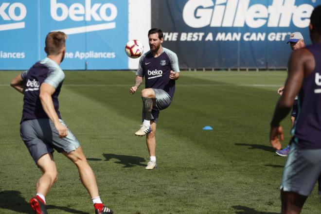 Leo Messi, durante un entrenamiento.