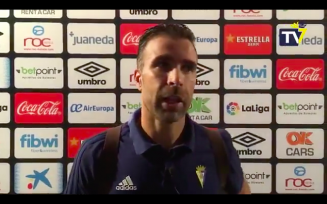 Alberto Cifuentes, en zona mixta, tras el Mallorca-Cádiz (Foto: CCF).