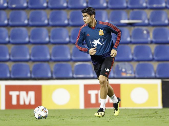 Álvaro Morata, en un entrenamiento con la selección.