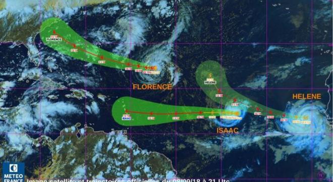 Tormentas tropicales sobre el Atlántico (Foto: Météo France).