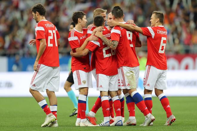 Cheryshev celebra un gol con Rusia. (Foto: Team Russia)