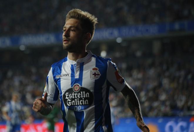 Fede Cartabia, en el Dépor-Sporting disputado en Riazor (Foto: Iris Miquel).