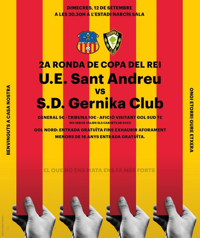 Cartel del Sant Andreu Gernika del próximo miércoles.