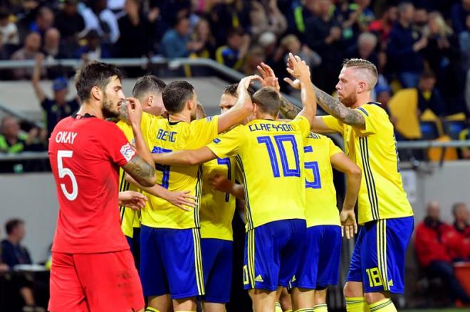 Yokuslu, durante el partido con Turquía ante Suecia (Foto: EFE).