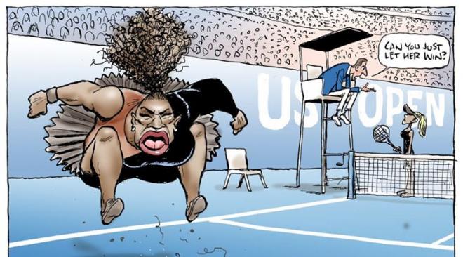 Caricatura en el Herald Sun australiano sobre el enfado de Serena Williams.