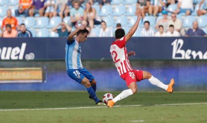 Juanpi, durante el Málaga-Almería de la Copa del Rey.